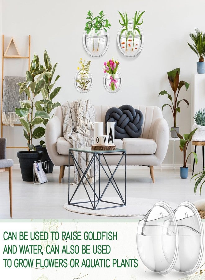 DoubleFill مجموعة DoubleFill المكونة من 4 قطع من أحواض السمك الجدارية المعلقة، مقاس 9 بوصات و6 بوصات، مصنوعة من الأكريليك، على شكل فقاعة مائية، تُستخدم كديكور أو وعاء للنباتات أو مزهرية شفافة. - Image 4